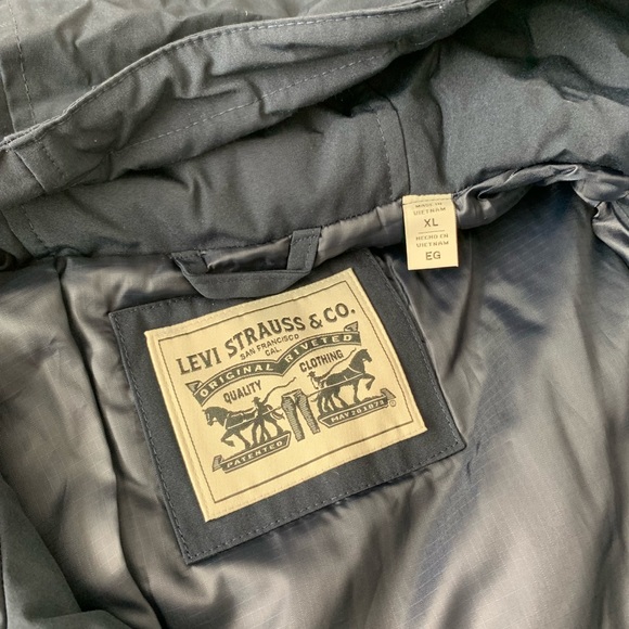 NWT Levi’s Denim Zip Windshield Puff Hoodie Jacket Blue XL - Picture 7 of 10